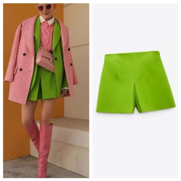 Zara Hight-Waisted Skort Green Bloggers Favorite - Picture 2 of 16